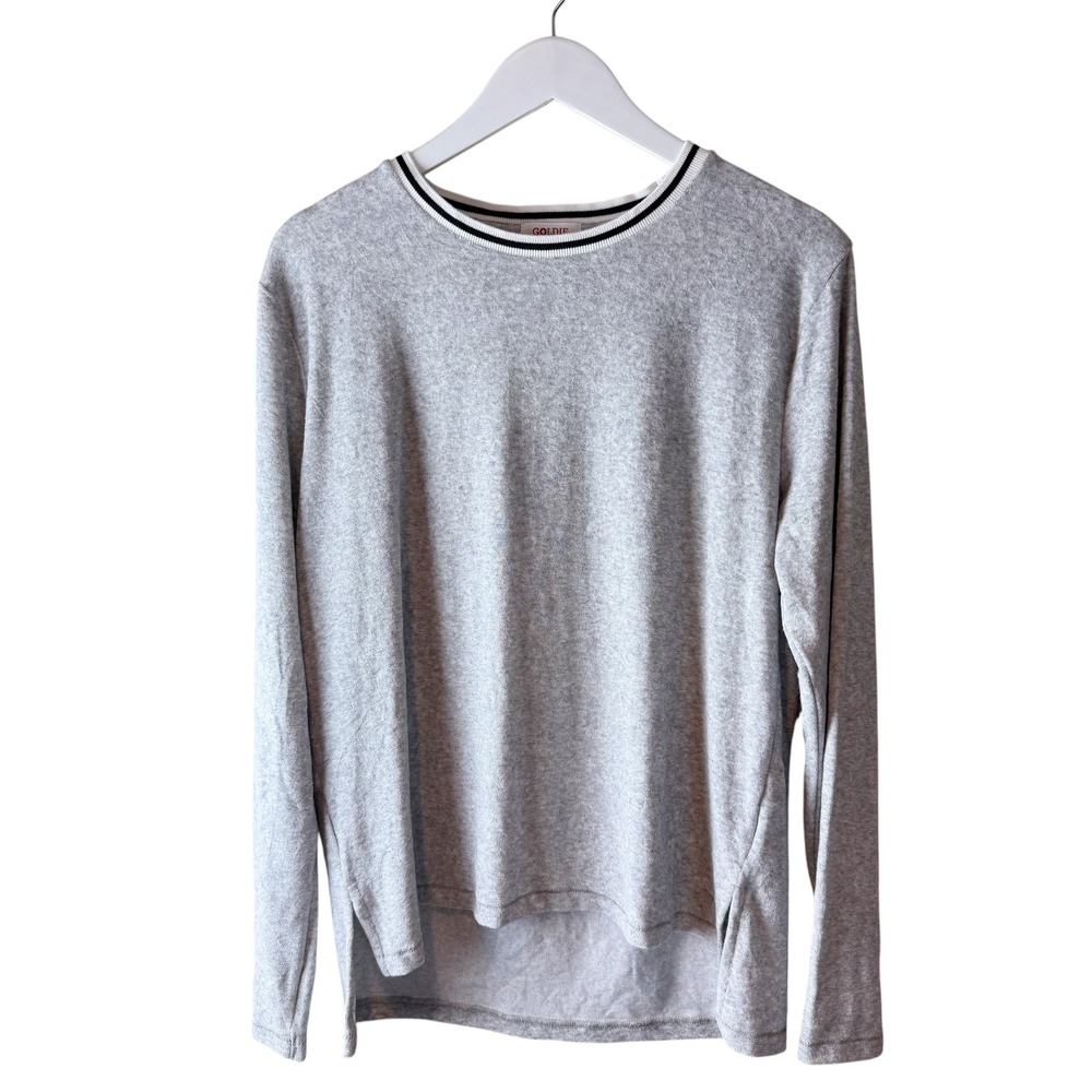 Goldie Lewinter Gray Long Sleeve Top with Trim terry cloth Casual Comfort‎